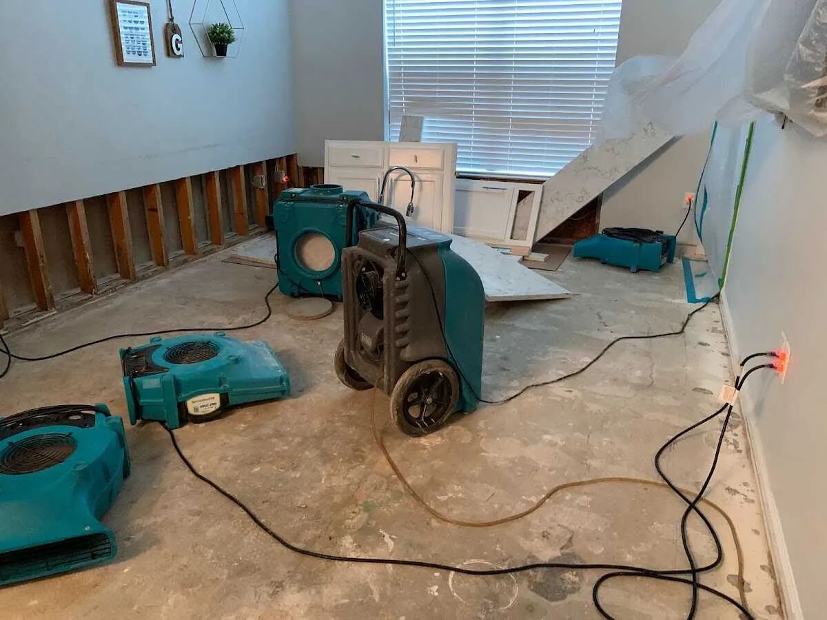 Dehumidifier in flood-cut room for Water Damage Restoration in Port Allen
